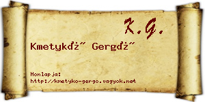 Kmetykó Gergő névjegykártya
